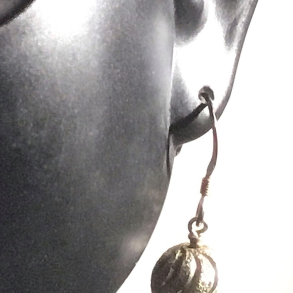 Sterling Silver Laser Cut 10mm Balls Pierced Drop Earrings - Picture 3 of 3